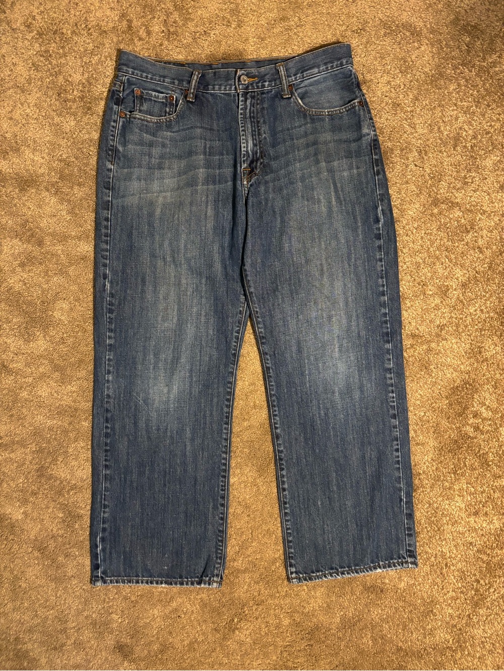 Lucky Brand Men’s Relaxed Fit Straight Leg Blue Medium Wash Denim Jeans 34x32